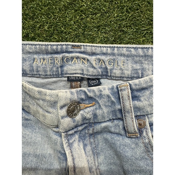 American Eagle Jeans Womens 12 Blue Cotton Denim 5-Pocket Distressed Wide Leg‎ - Picture 4 of 7